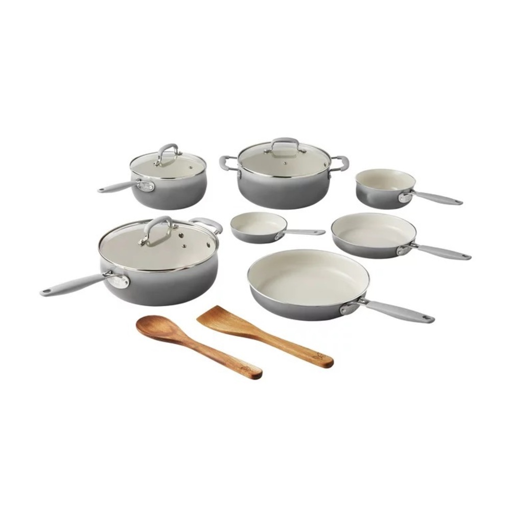 🌺 New Pioneer Woman 12-Piece Porcelain Enamel Classic Cookware Set, Ombre Gray - Picture 6 of 14